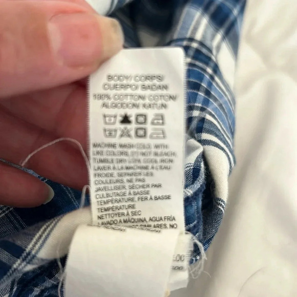 Lucky Brand plaid classic fit shirt size medium blue and white button down - Picture 5 of 6